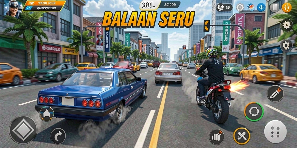 Screenshot aksi balapan mendebarkan dalam 33L.