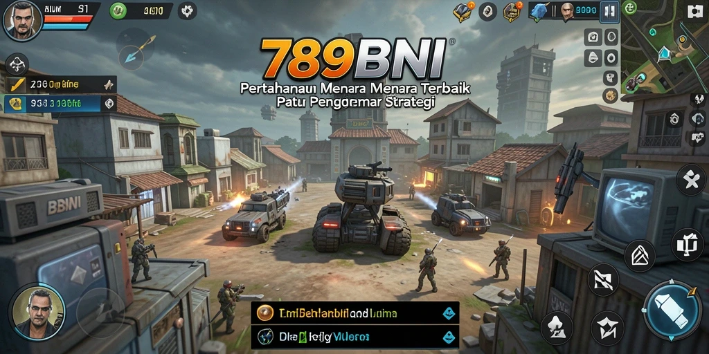 Tampilan gameplay <strong>789BNI</strong> dengan menara yang menghalau musuh.