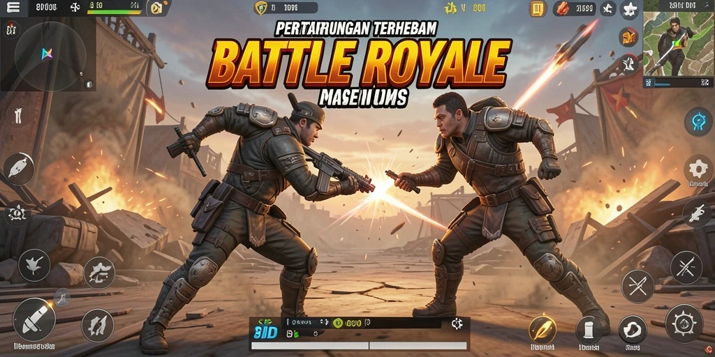 Gameplay intens 8ID dalam suasana Battle Royale yang mendebarkan.