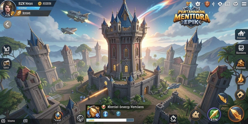 Tampilan gameplay intens dari 9ZK yang menampilkan strategi Tower Defense.