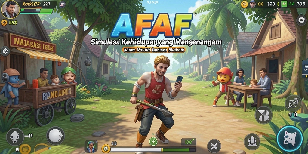 Screenshot utama AFAF menampilkan gameplay simulasi kehidupan yang mendebarkan.