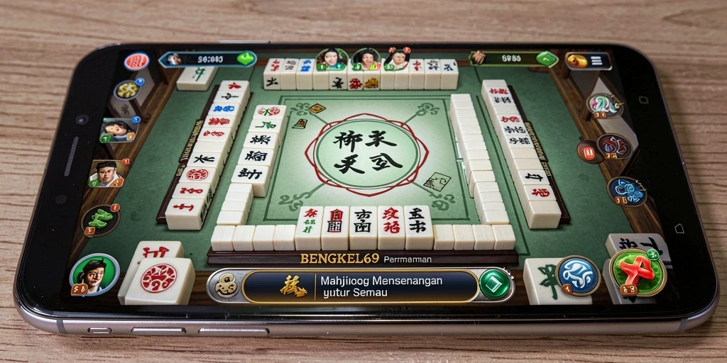 Screenshot utama BENGKEL69 menampilkan aksi seru permainan Mahjong.