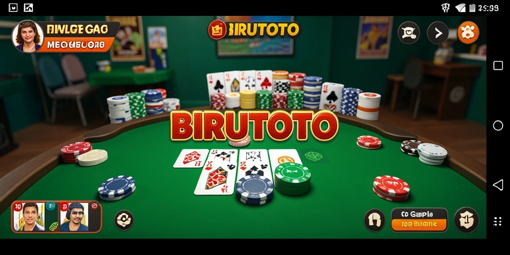 Screenshot gameplay BIRUTOTO yang menampilkan suasana permainan Gaple.