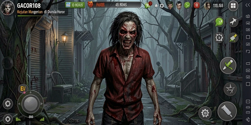 Screenshot GACOR108 menampilkan suasana gameplay Horror yang mencekam.