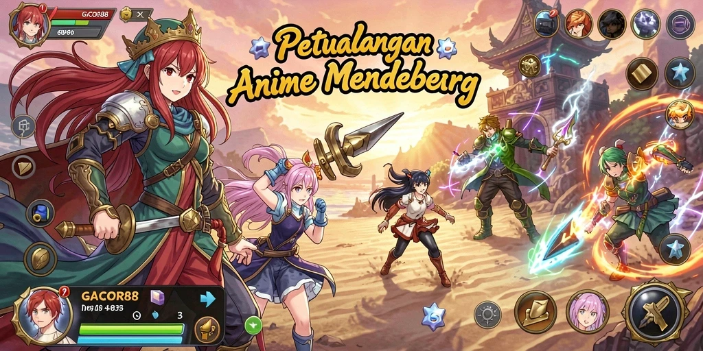 Tampilan gameplay GACOR88 dengan aksi karakter Anime yang menawan.