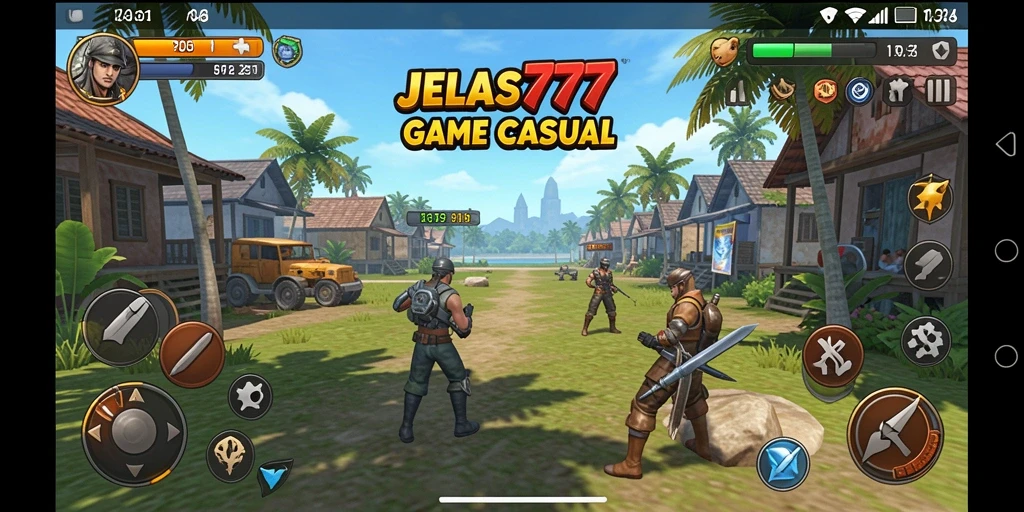 Tampilan seru gameplay JELAS777 yang penuh warna.