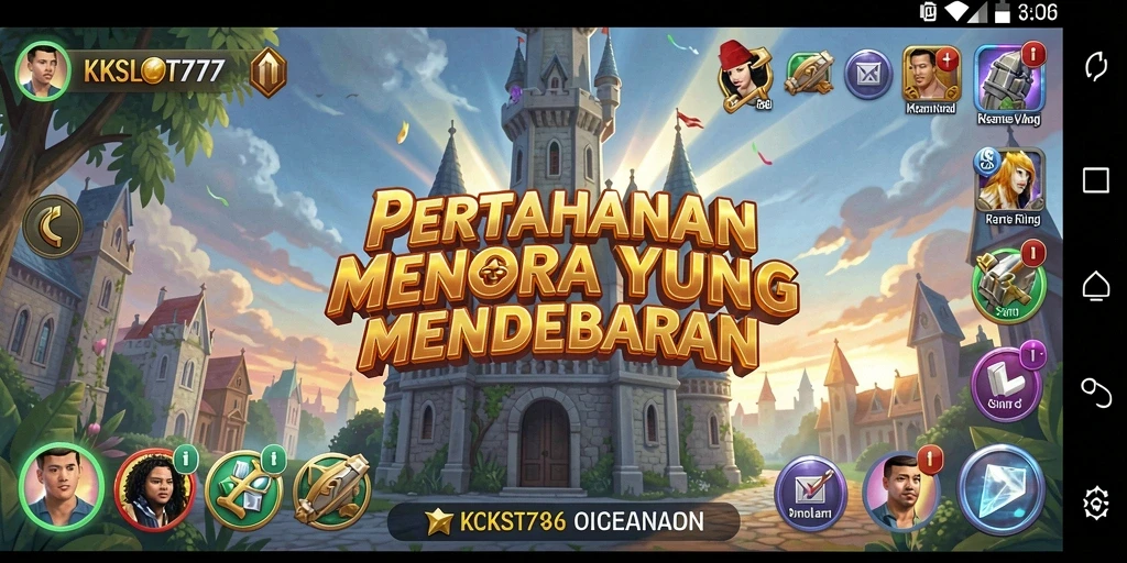 Screenshot utama KKSLOT777 menampilkan aksi intens dalam Tower Defense.