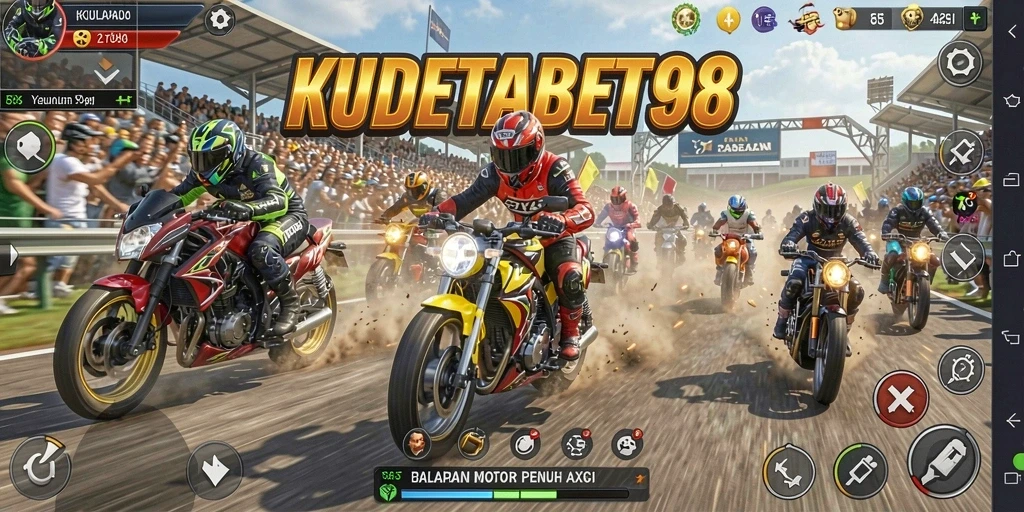 Gameplay mendebarkan dalam balapan motor yang intens.