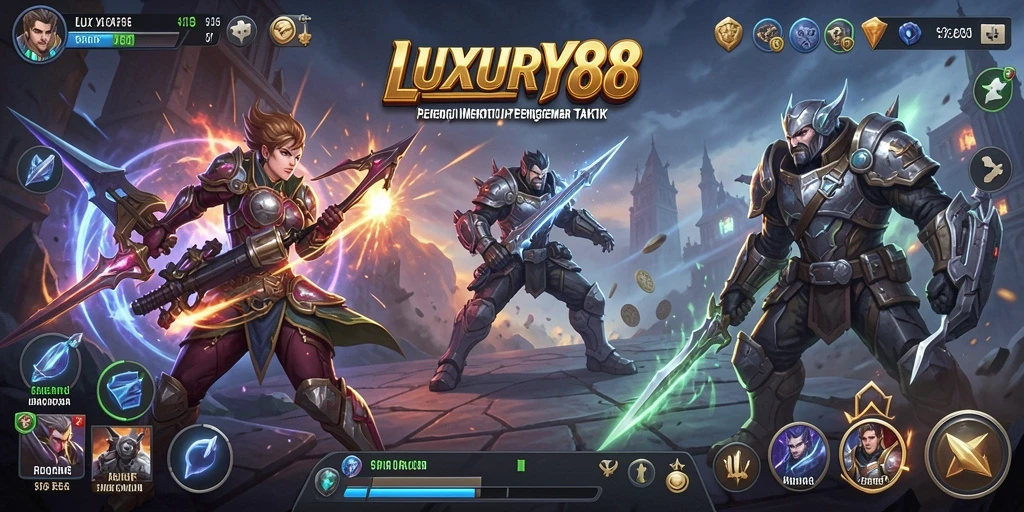 Screenshot gameplay LUXURY88 menampilkan pertempuran strategis yang intens.