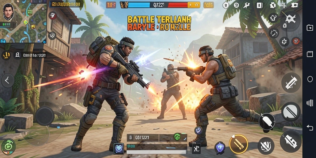 Gameplay intens dalam pertempuran Battle Royale yang menegangkan.